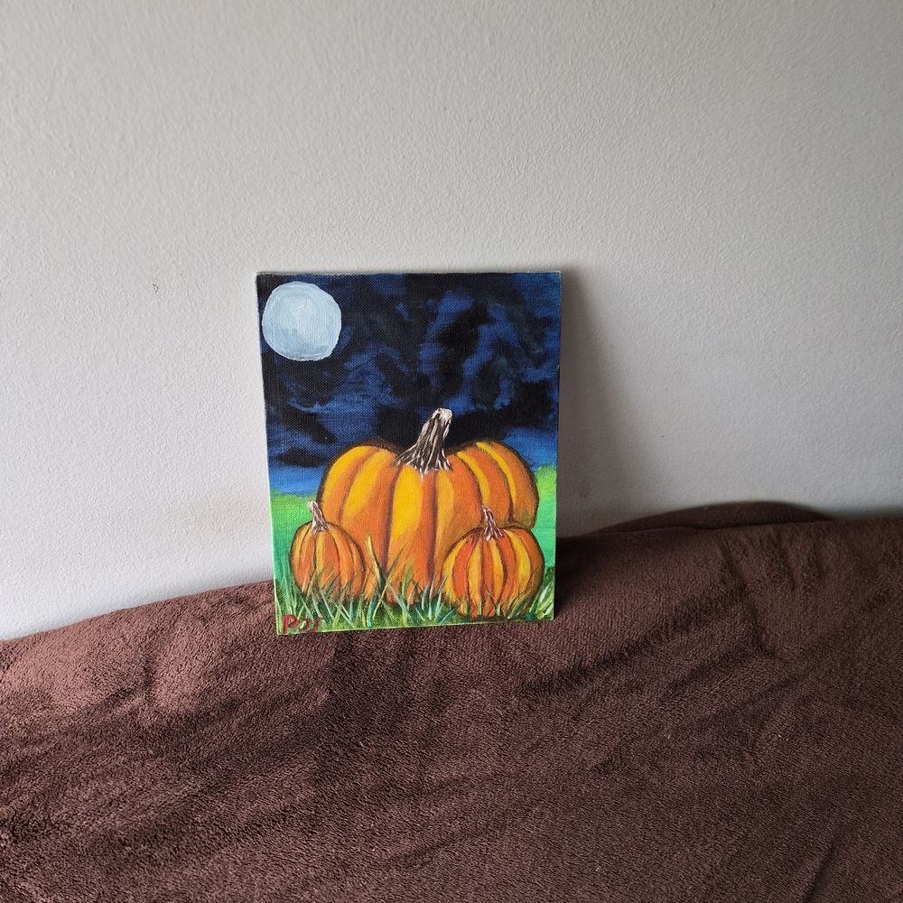 Pumpkin Hand Painted Cardstock Canvas Oil Paint Still-Life Hand Mixed Colors